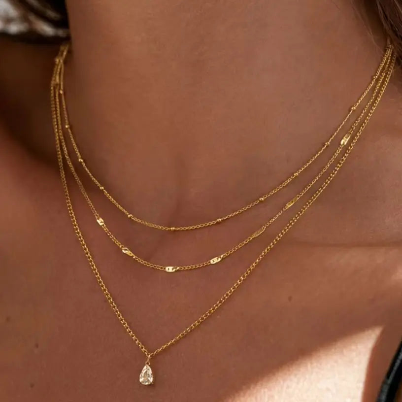 Layered Gold-Plated Drop Necklace