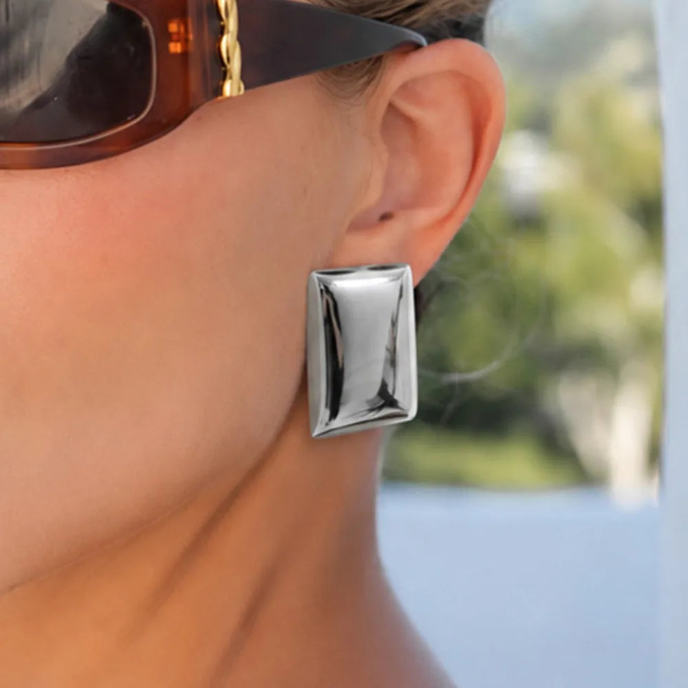 Gold-Plated Rectangle Studs